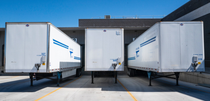 Semi Trailers Waiting At A Loading Dock